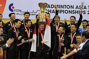 Selebrasi Juara Tim Putra Indonesia. (Foto: PBSI)