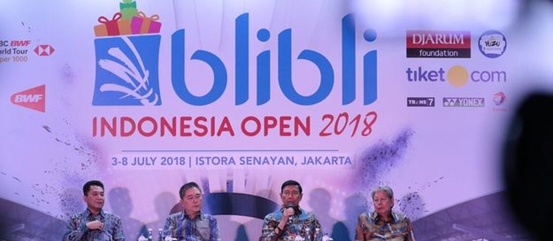 Wiranto (Ketiga dari Kiri) Saat Memberikan Sambutan di Press Conference Blibli Indonesia Open 2018