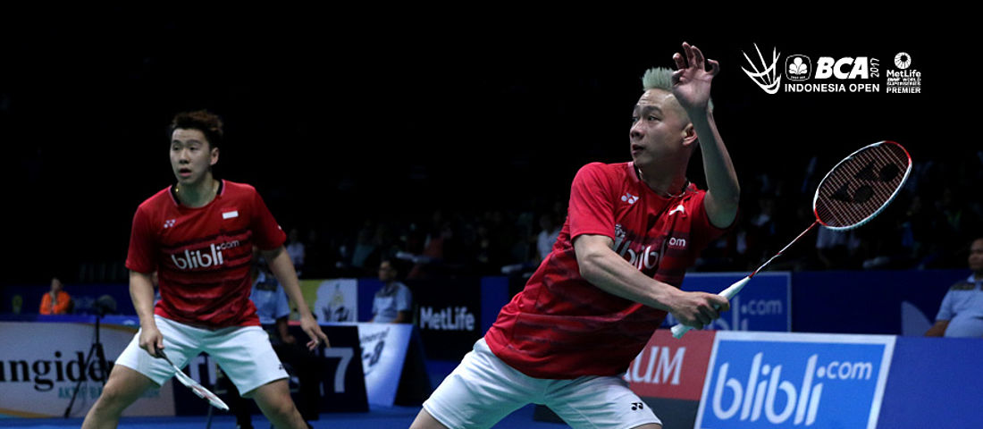 Kevin Sanjaya Sukamuljo/Marcus Fernaldi Gideon Saat Berlaga Pada Ajang Indonesia Open 2017.