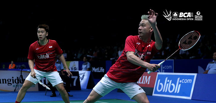 Kevin Sanjaya Sukamuljo/Marcus Fernaldi Gideon Saat Berlaga Pada Ajang Indonesia Open 2017.
